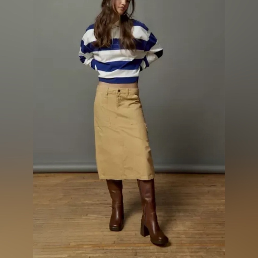 NWOT UO BDG, Canvas Midi Skirt, Small Tan